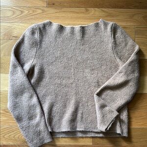 Mango Tan Crew Neck Sweater with Textured Knit